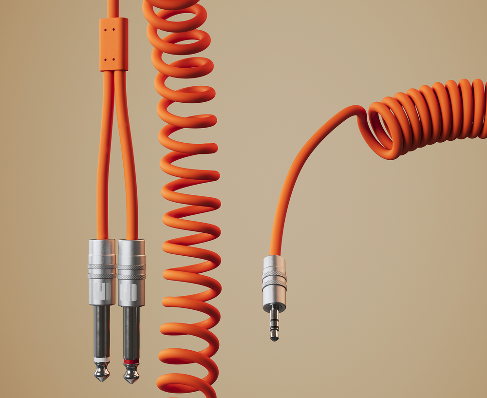 Audio Cable Coiled Coiled Audio Cable Orange – Telepathic LLC